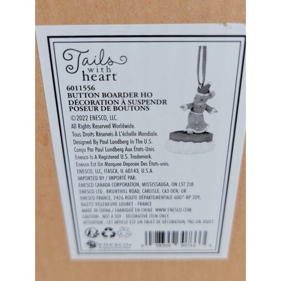 Enesco button border reindeer love mouse tails with heart ornament set Xmas - Picture 3 of 5